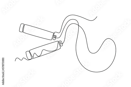 Continuous one line drawing skipping rope. Fitness equipment concept. Single line draw design vector graphic illustration.