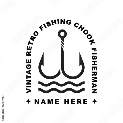 Vintage retro fishing hook or anchor logo design vector