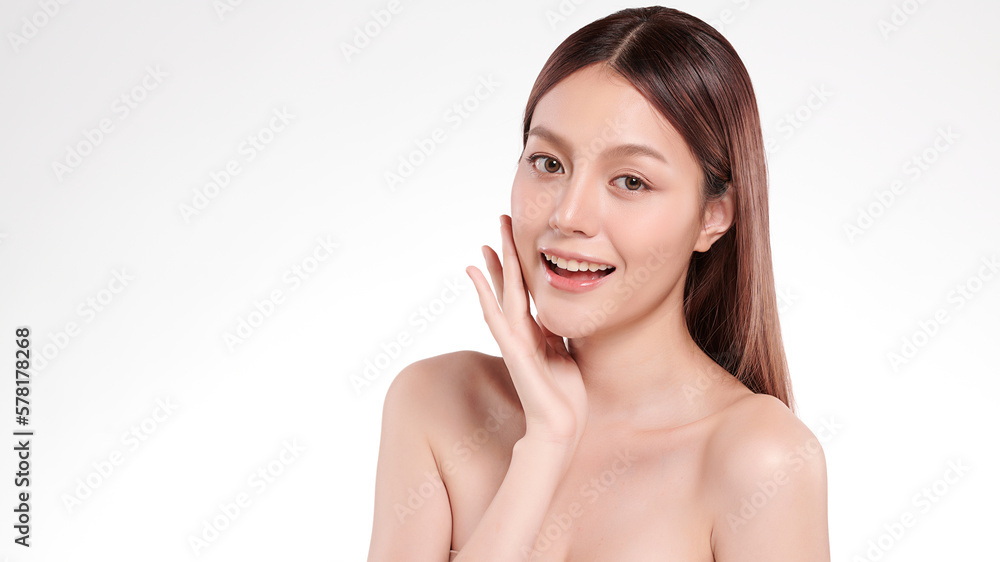 Beautiful young asian woman with clean fresh skin on white background, Face care, Facial treatment, Cosmetology, beauty and spa, Asian women portrait. Beautiful young asian woman with clean fresh skin on white background, Face care, Facial treatment, Cosmetology, beauty and spa, Asian women portrait.
