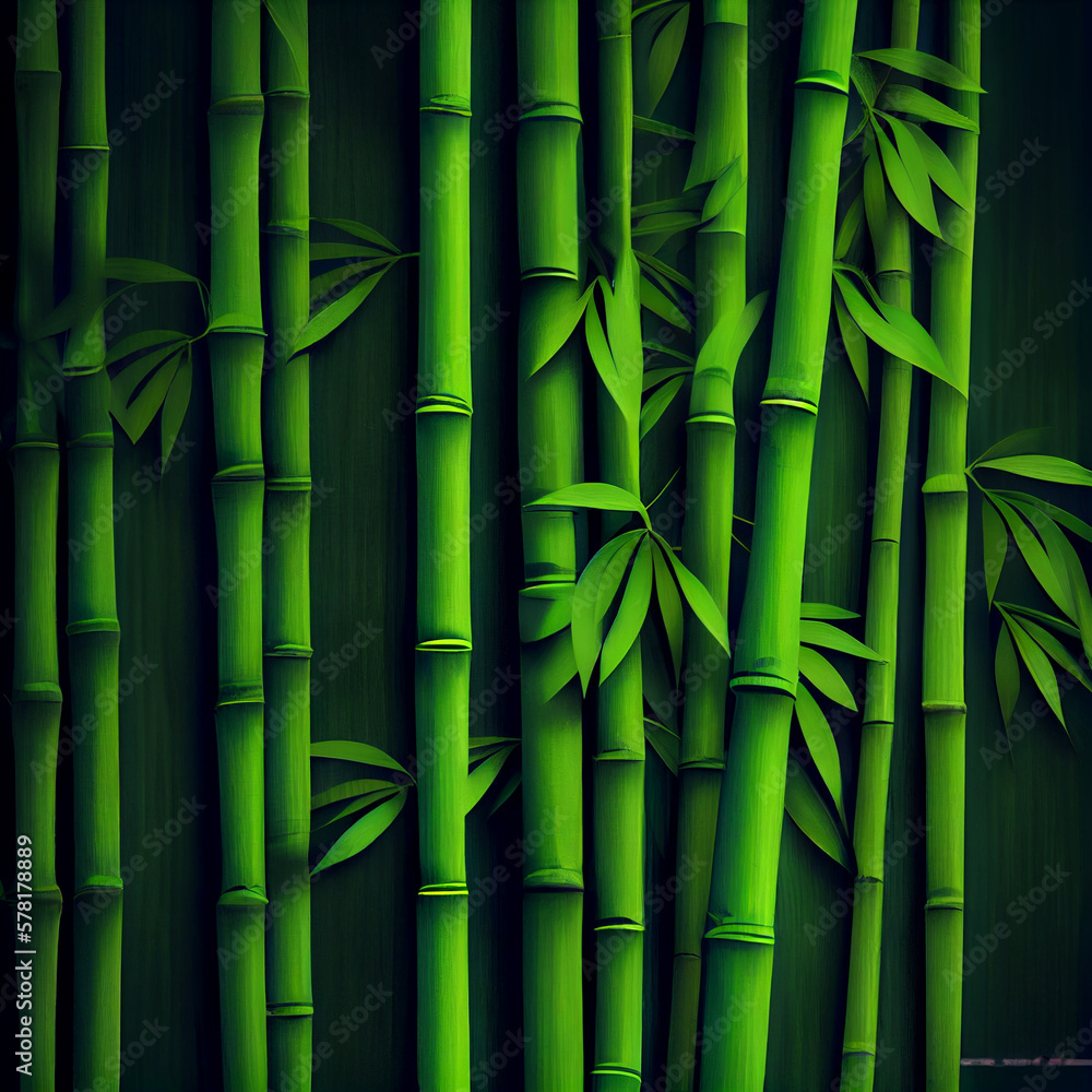 Fototapeta premium Green bamboo fence texture background, bamboo texture Created using generative AI tools