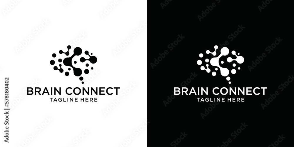 Fototapeta premium brain logo design and connection technology vector illustration modern brain logo template icon