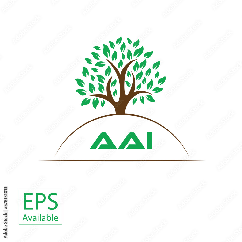 Obraz premium AAI letter tree shape logo. AAI brush art logo. AAI logo for commercial use. 