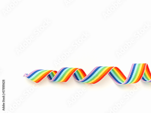 Rainbow cloth ribbon on a white background