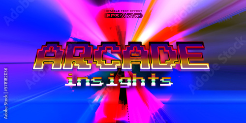 Retro futuristic 80s editable text effect style arcade insight vibrant back to the future theme