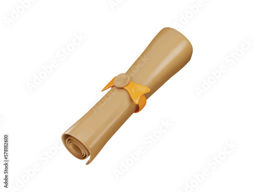 Diploma certificate icon 3d rendering vector illustration