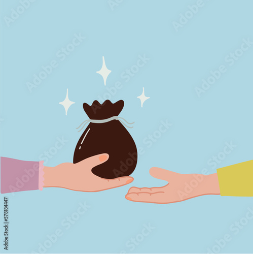 Charity ramadan mubarak ramadan kareem zakat al fitr hand giving and accept simole aesthetic illustration