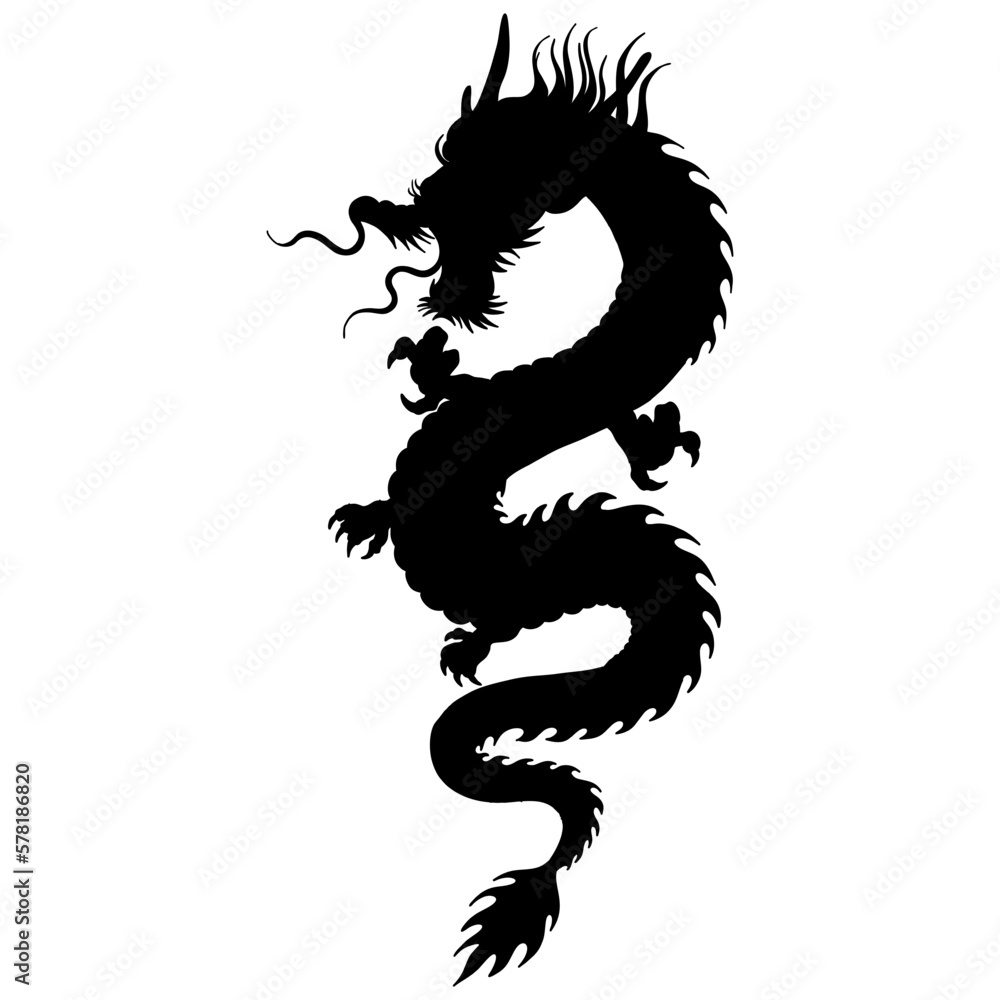 Silhouette of a Chinese dragon