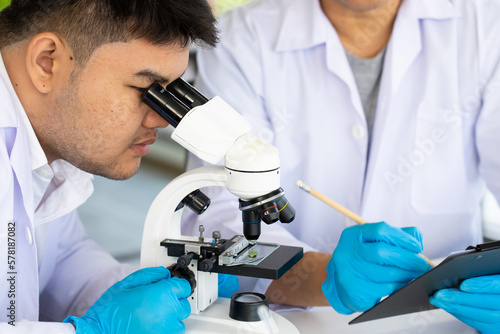 Scientist team Doing Experiment in Agriculture Lab to Develope Genetic Modification Crops