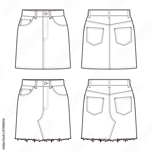 Women's Short Denim Skirt fashion vector sketch / Illustrator CC