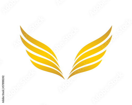 Golden spread wings vector illustration logo