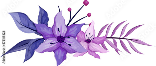 Purple floral bouquet with watercolor