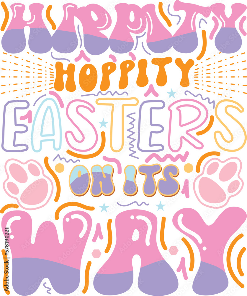 Naklejka premium happy easter Groovy svg design, easter bunny Quotes design