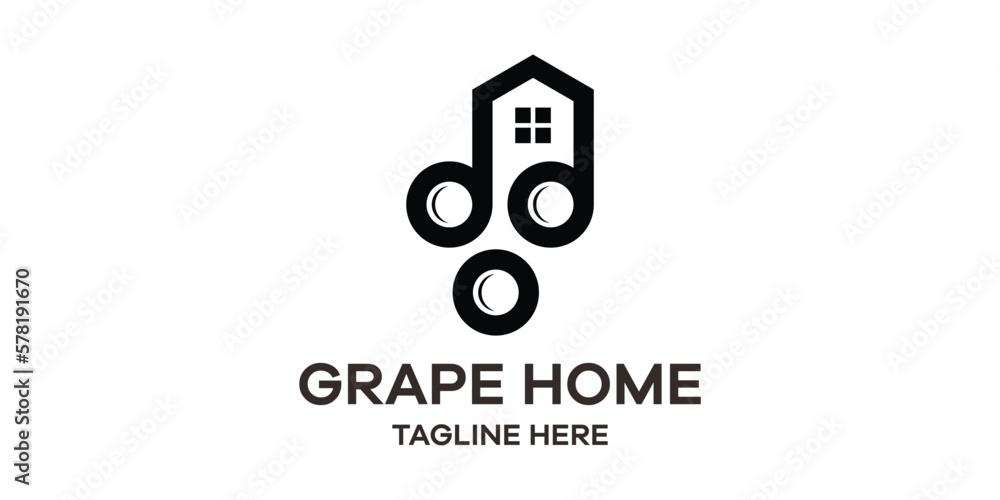 grape and home logo design icon vector illustration grape and home logo design icon vector illustration