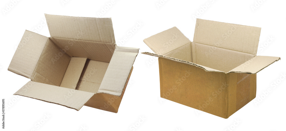 Open cardboard box isolated on white background Open cardboard box isolated on white background