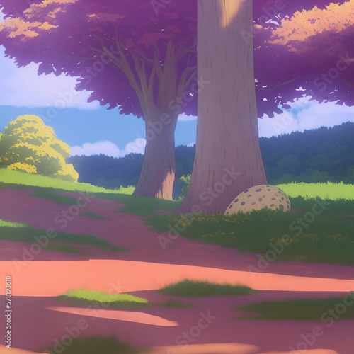 Landscape with trees. 
Created with generative AI 