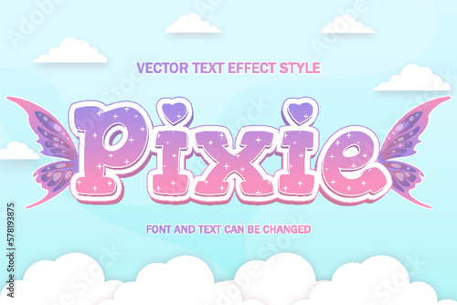 pixie fairy dreamland fantasy typography editable text effect font style template cute background design wallpaper banner poster