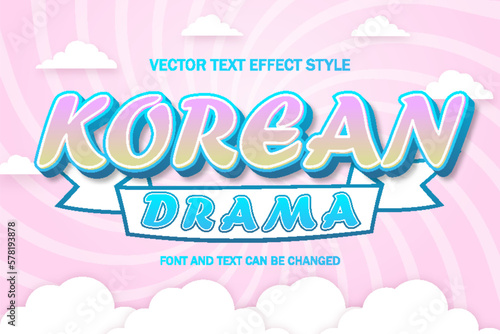 korean drama television series typography 3d editable text effect style lettering template style background