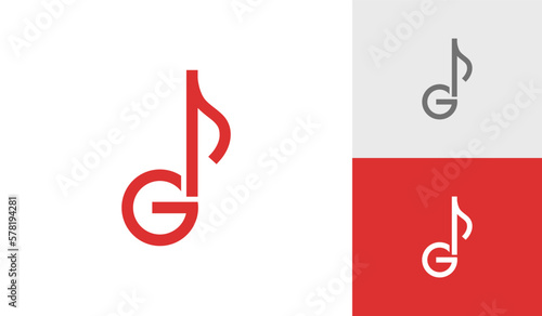 Letter G and music note logo design vector