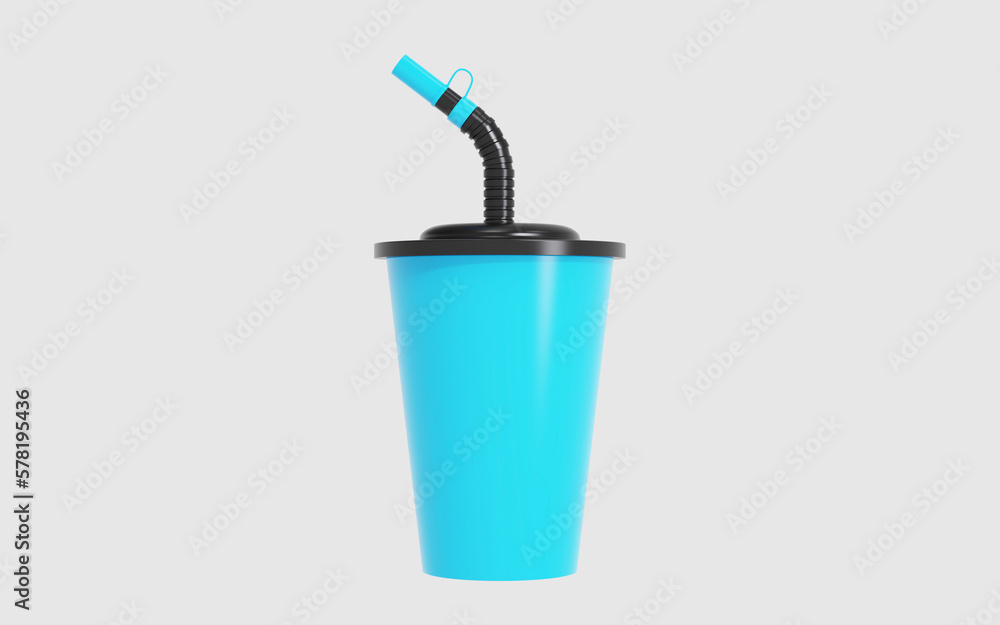 Glossy Plastic Cup with Straw Mockup Isolated On White Background. 3d illustration Glossy Plastic Cup with Straw Mockup Isolated On White Background. 3d illustration