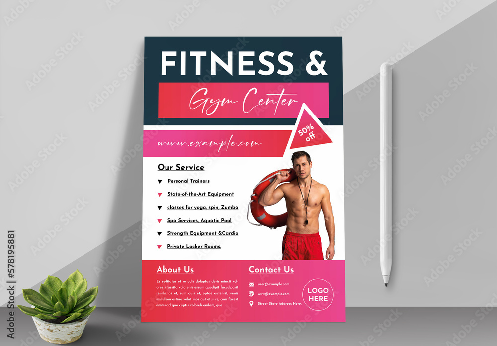 Fitness GYM Flyer Design Template Stock Template Adobe Stock