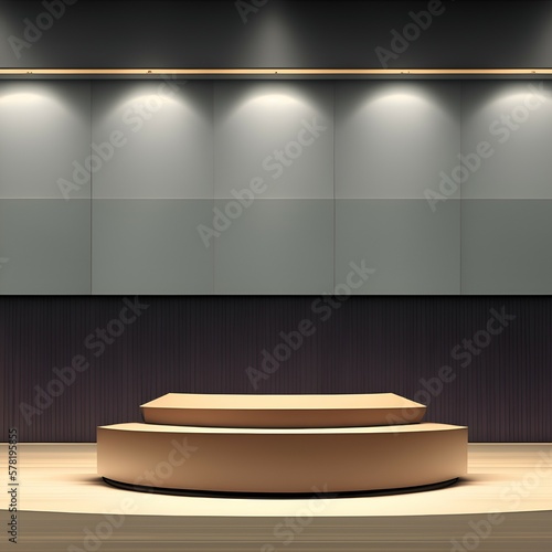 Empty stage with spotlight. Created with generative AI tool