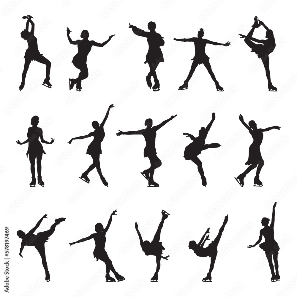 Set ice skate silhouette vector illustration. Set ice skate silhouette vector illustration.