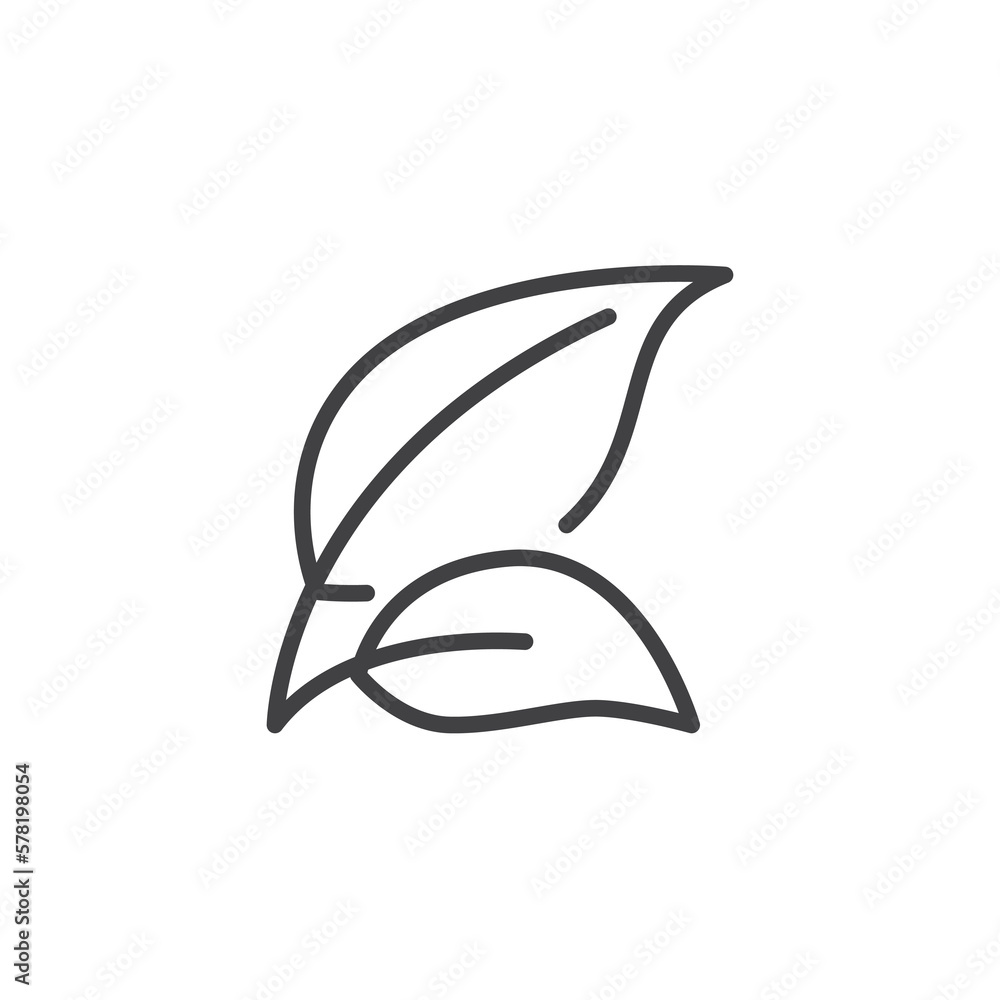 Fototapeta premium Tree leaves line icon