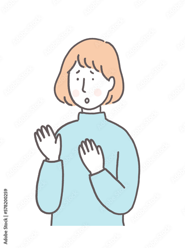 悩んでいる女性のイラスト