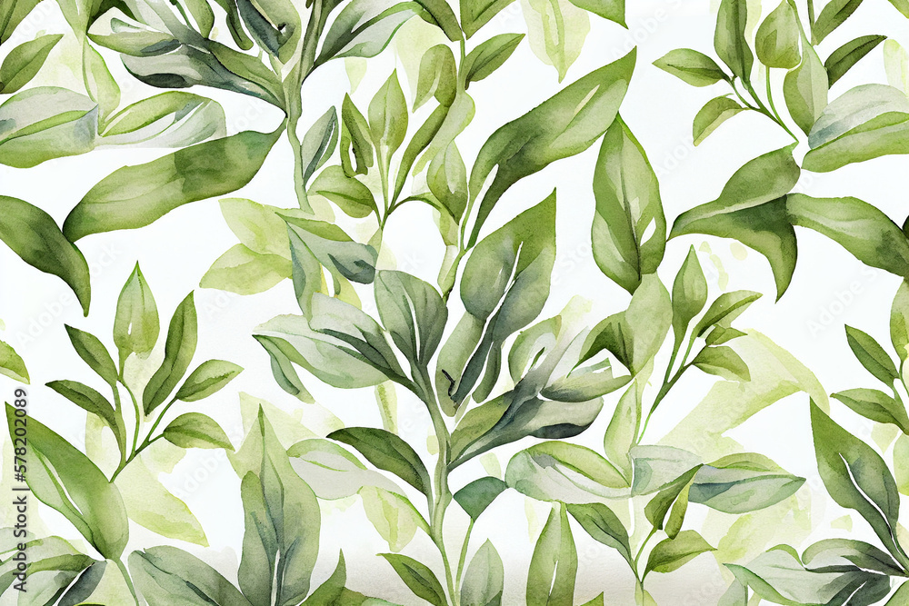 Botanical watercolor wallpaper pattern. generative ai Botanical watercolor wallpaper pattern. generative ai