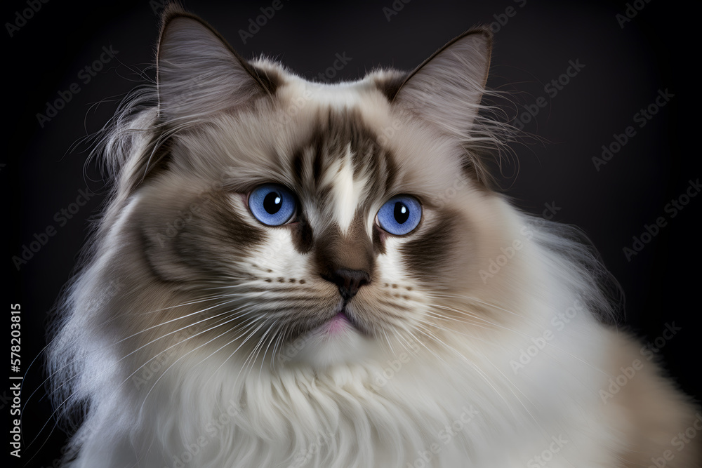 Portrait A beautiful male Ragdoll purebreed cat photography made with Generative AI Portrait A beautiful male Ragdoll purebreed cat photography made with Generative AI