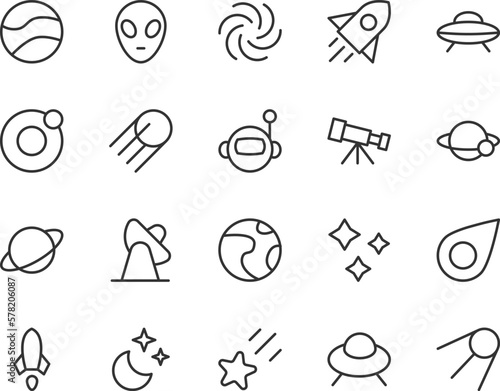Photographie Premium pack of space line icons