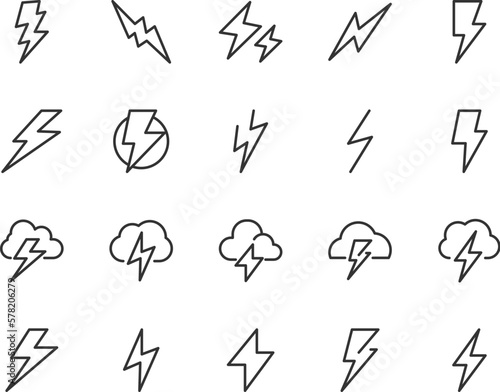 Exclusive thunder thin line icons set