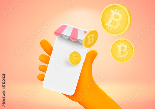 Making purchasing online concept. 3d vector illustration