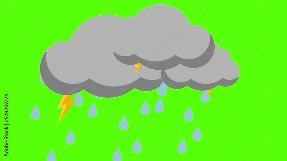 rainy and cloudy weather icon dark green screen . rainy and cloudy weather icon dark green screen .