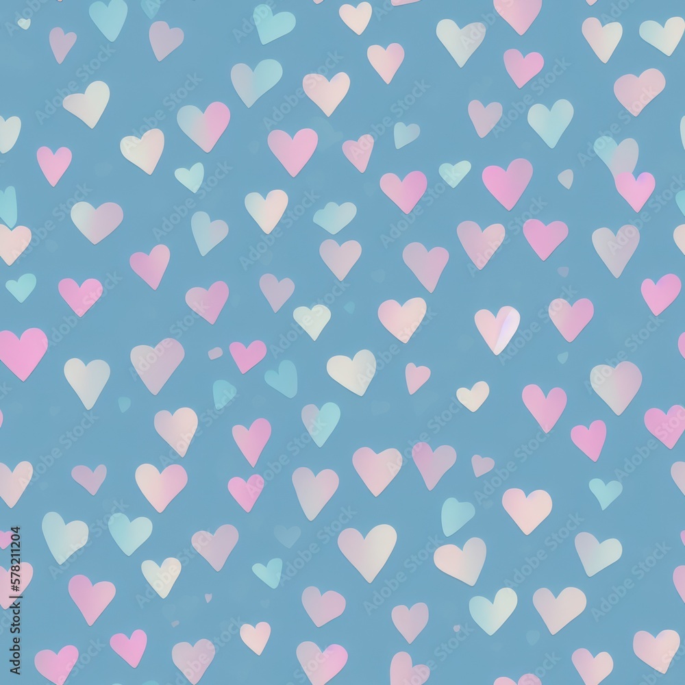 Seamless background with hearts, in pale colors, generative ai Seamless background with hearts, in pale colors, generative ai