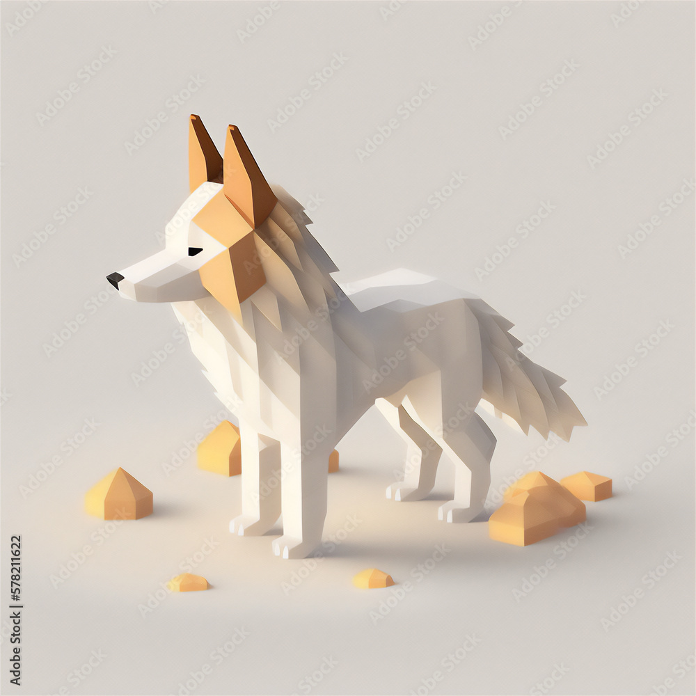 Isometric Low Poly Origami Style Wolf Illustration Isometric Low Poly Origami Style Wolf Illustration