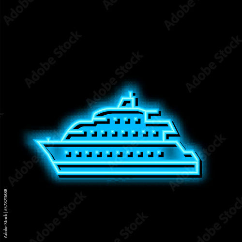 motor yacht boat neon glow icon illustration