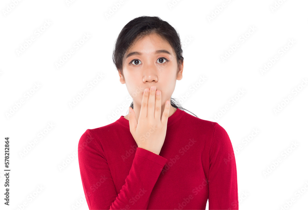 asian teenage girl covering her mouth surprise and shock asian teenage girl covering her mouth surprise and shock