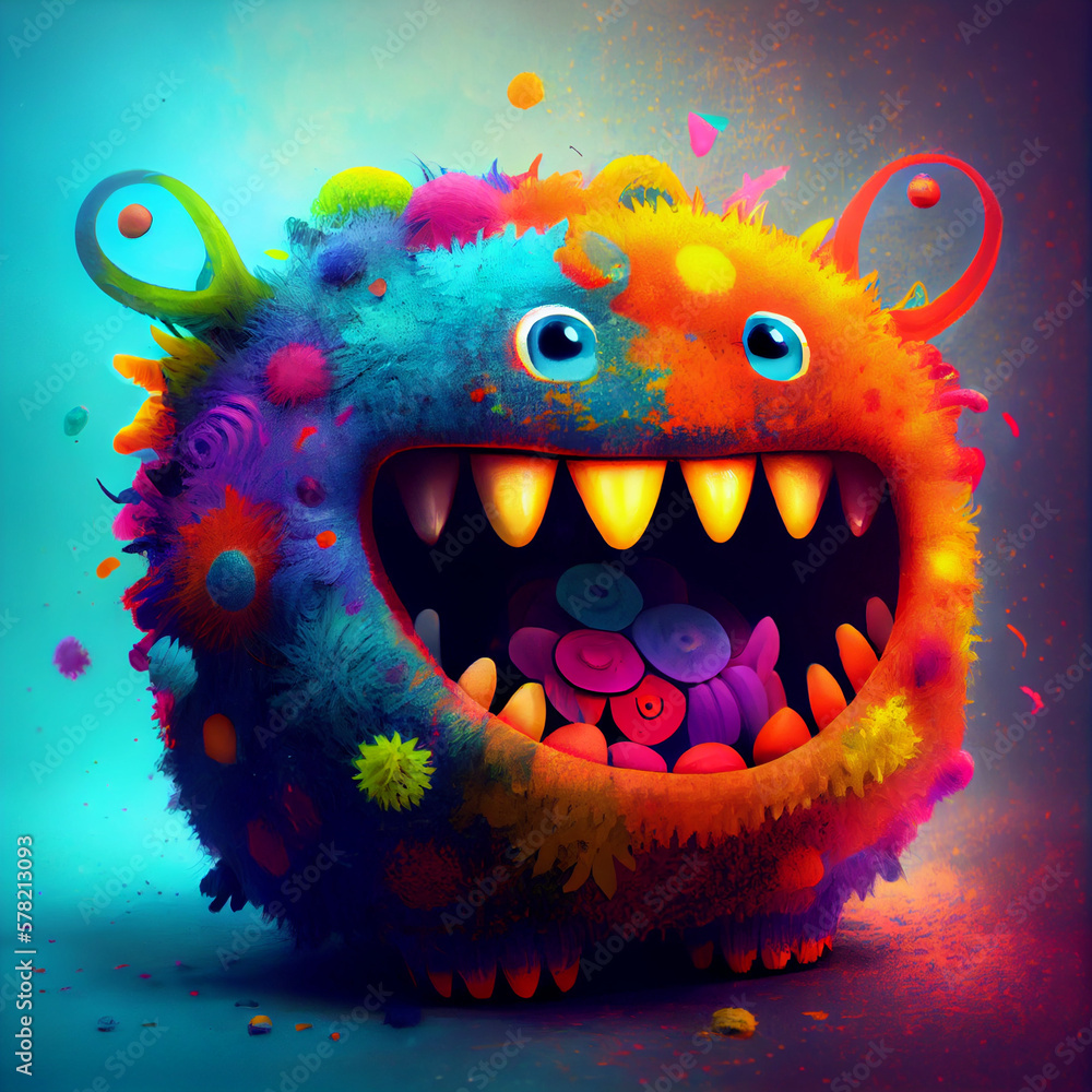 cute colorful monster smile 