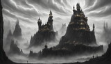 Fantasy Castle city anime art of magestic fortess in fairy land royal background ai generated for banner background posters advertisements
