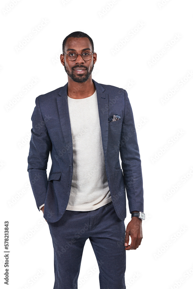 A stylish and handsome black man, donning a fashionable suit and sporting vision glasses, contemplating inventive ideas to achieve goals and elevate creative design isolated on a png background. A stylish and handsome black man, donning a fashionable suit and sporting vision glasses, contemplating inventive ideas to achieve goals and elevate creative design isolated on a png background.