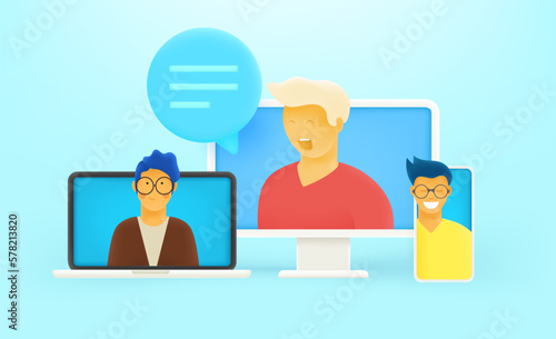 Online dialog via internet. Online chat concept