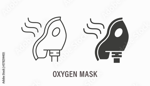 Oxygen mask icons. Vector illustration isolated on white background.
