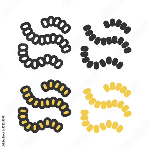 Bacteria, microbe, virus outline vector icon set
