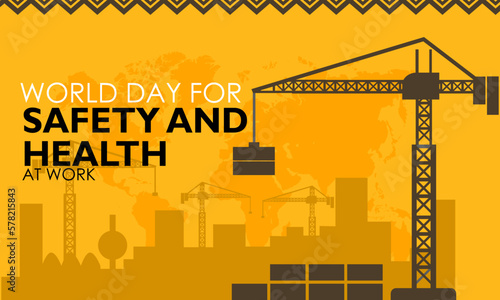 World Day for Safety and Health at Work. Work safety awareness template for banner, card, background