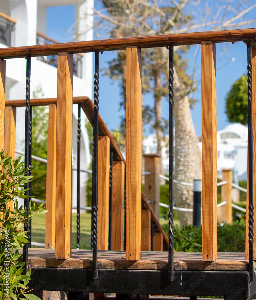 Fence with wooden railing as a background. Fence with wooden railing as a background.