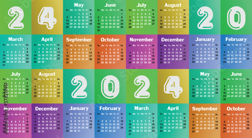 The seamless background with 2024 year calendar.