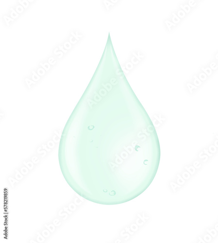 Green water drop isolated on white background