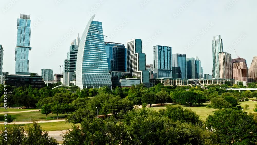 A cinematic view of downtown Austin, Texas A cinematic view of downtown Austin, Texas
