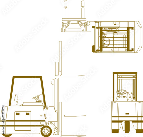 Forklift machine design vector illustration sketch